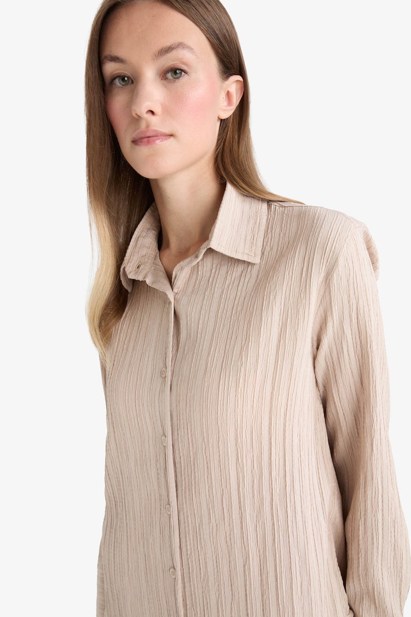 DeFacto Beige Woman Relax Fit Long Sleeve Tunic Casual - Image 4